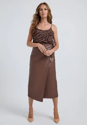 Emily Wrap Midi Skirt In Brown