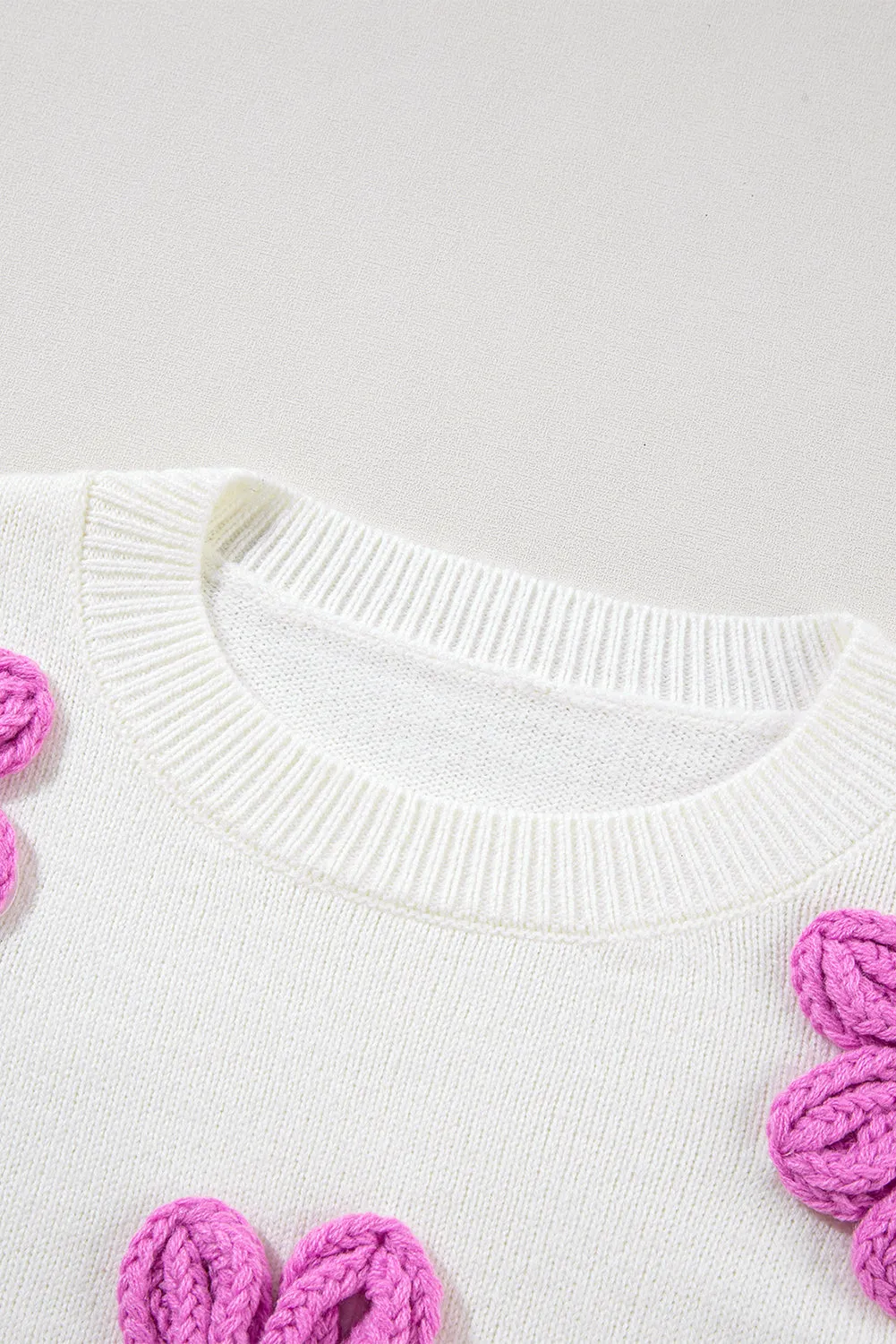 Floral Crochet Chunky Knit Sweater