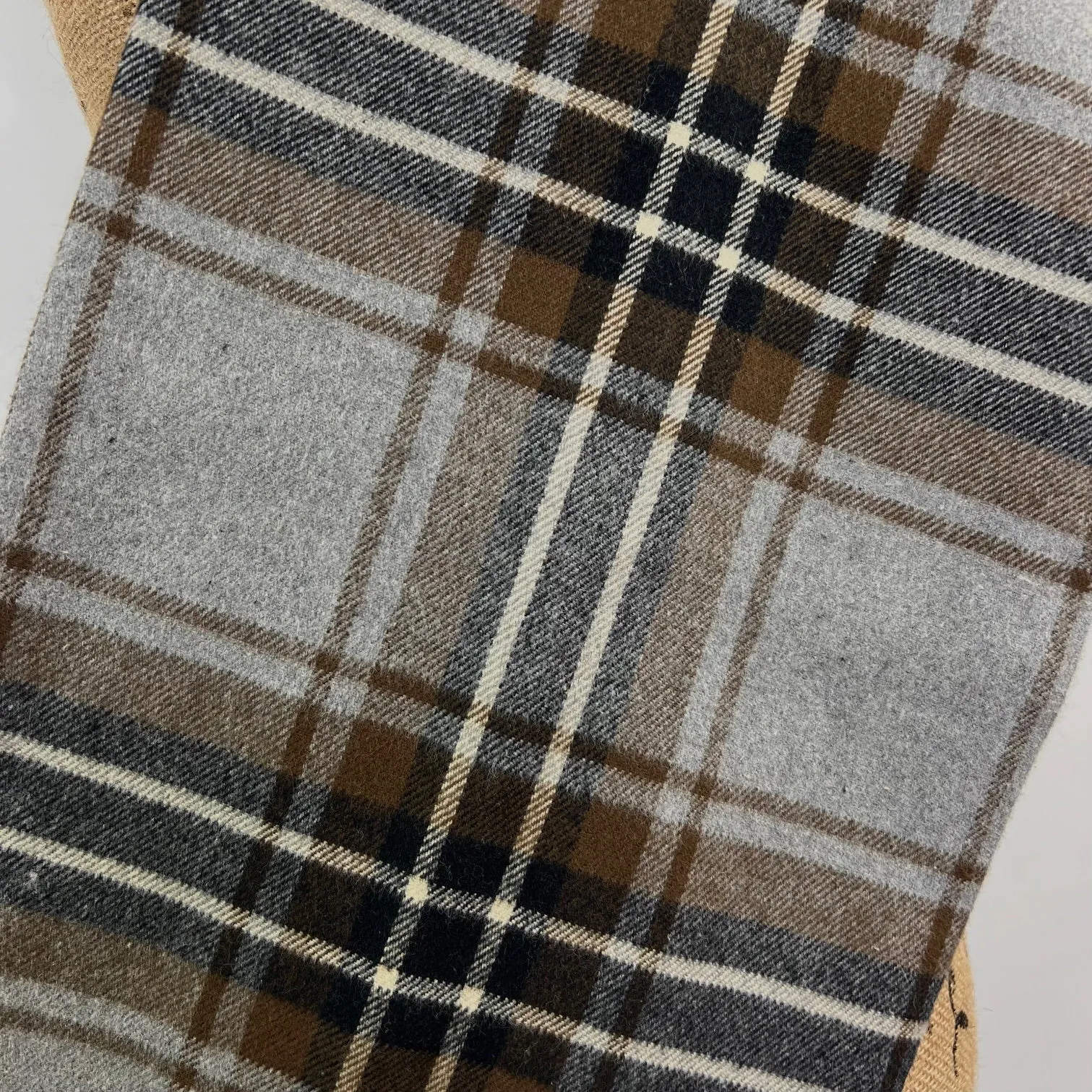 Foggy Grey, Brown, Black, and Ivory Luxe Collection Plaid Infinity and Blanket Scarves