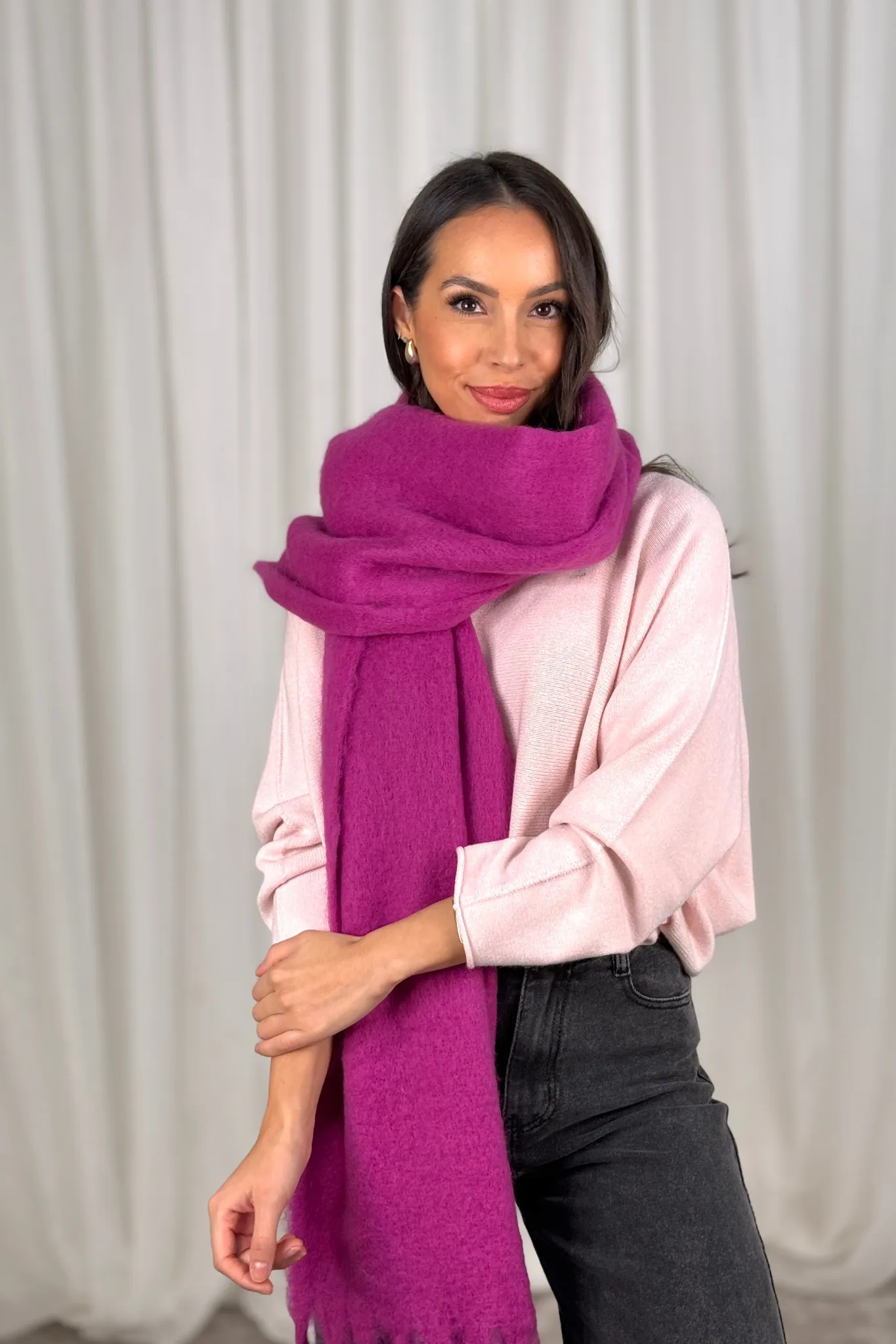 Frankie Tassel Scarf In Magenta