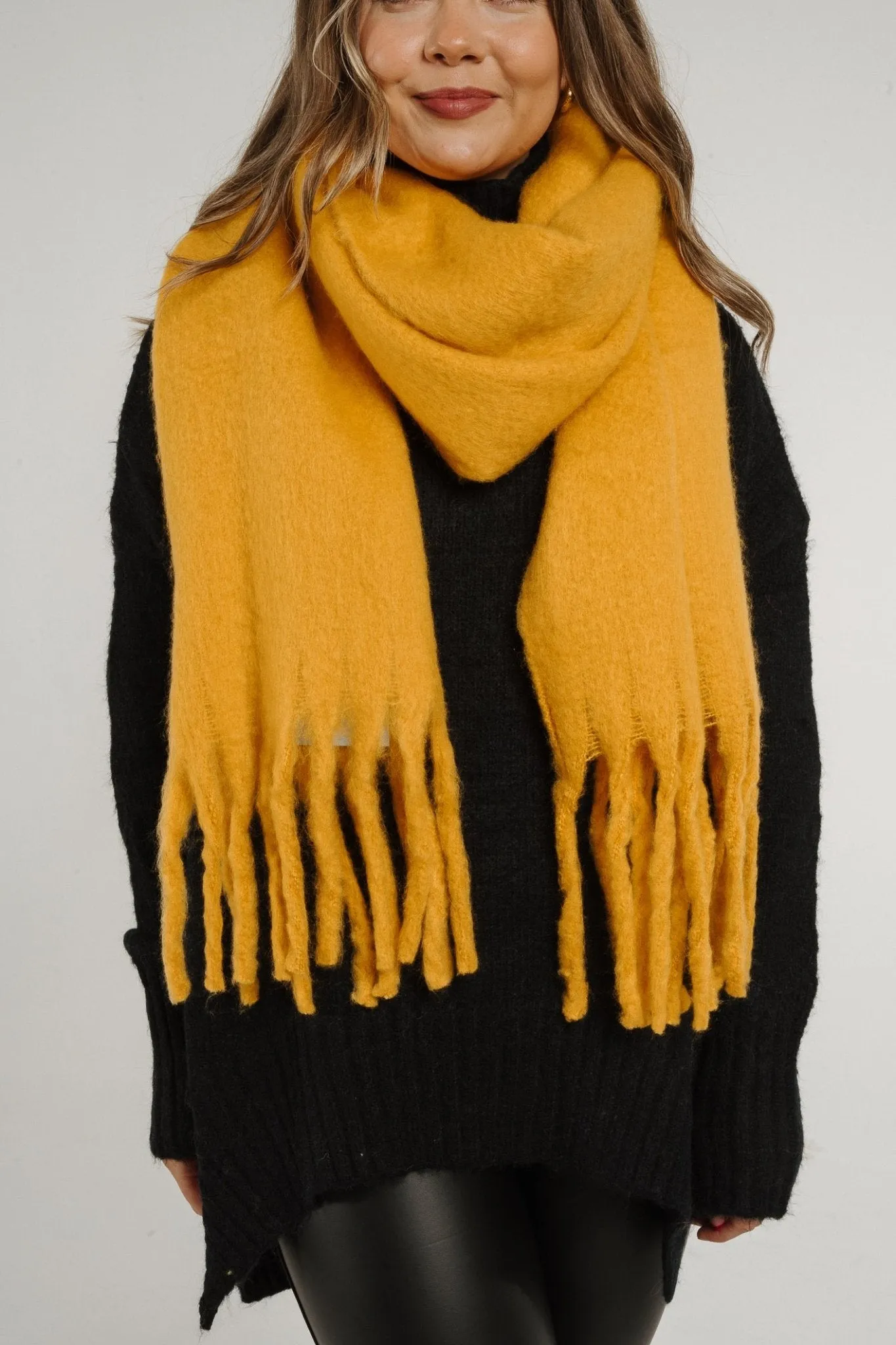 Frankie Tassel Scarf In Mustard