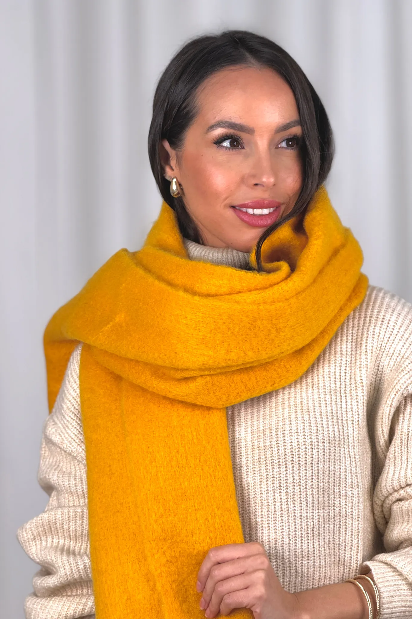 Frankie Tassel Scarf In Mustard