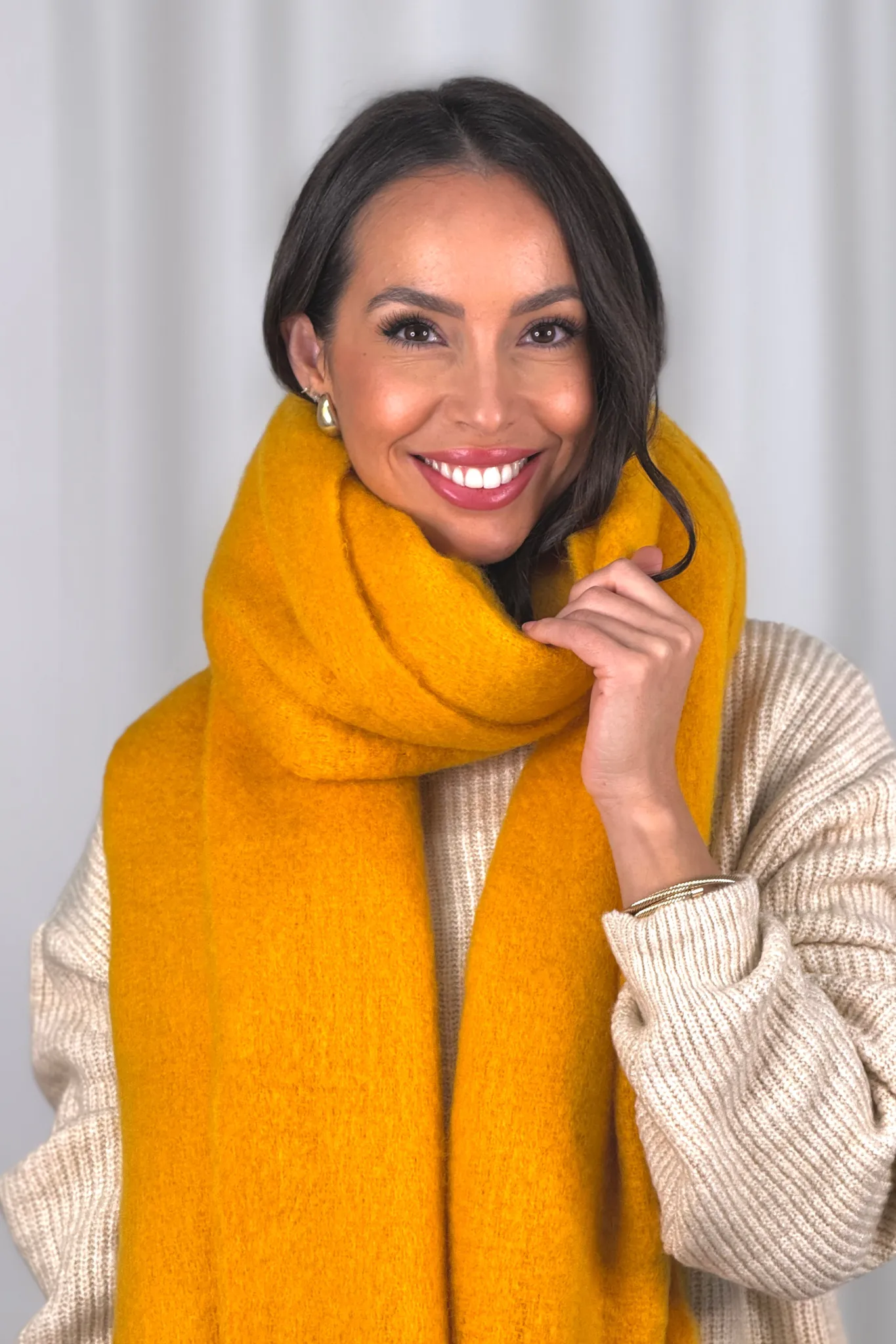 Frankie Tassel Scarf In Mustard