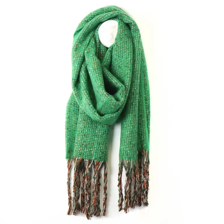 Green Stitch Weave Scarf