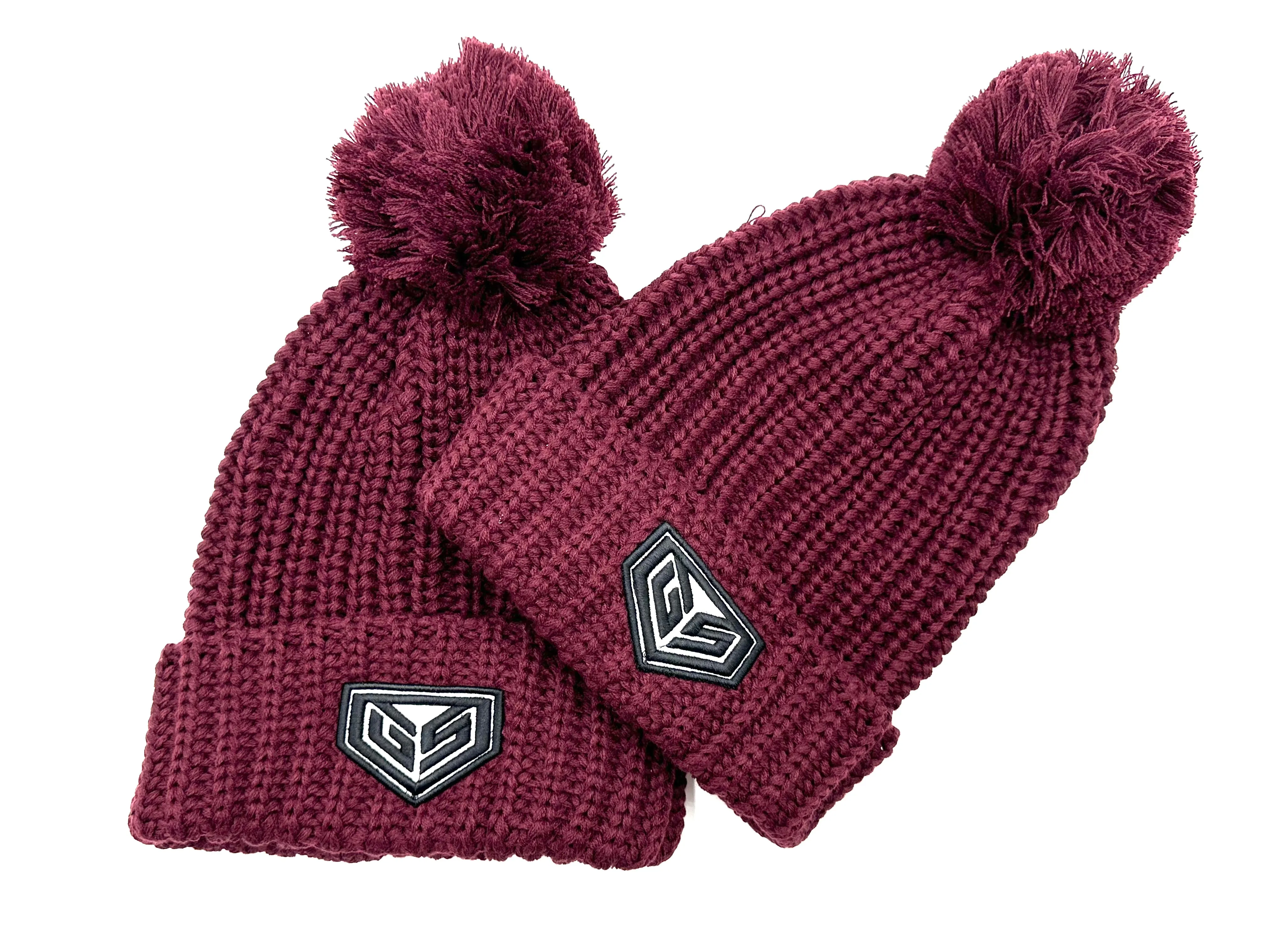 GS Crest Chunky Pom Pom Beanie - Burgandy