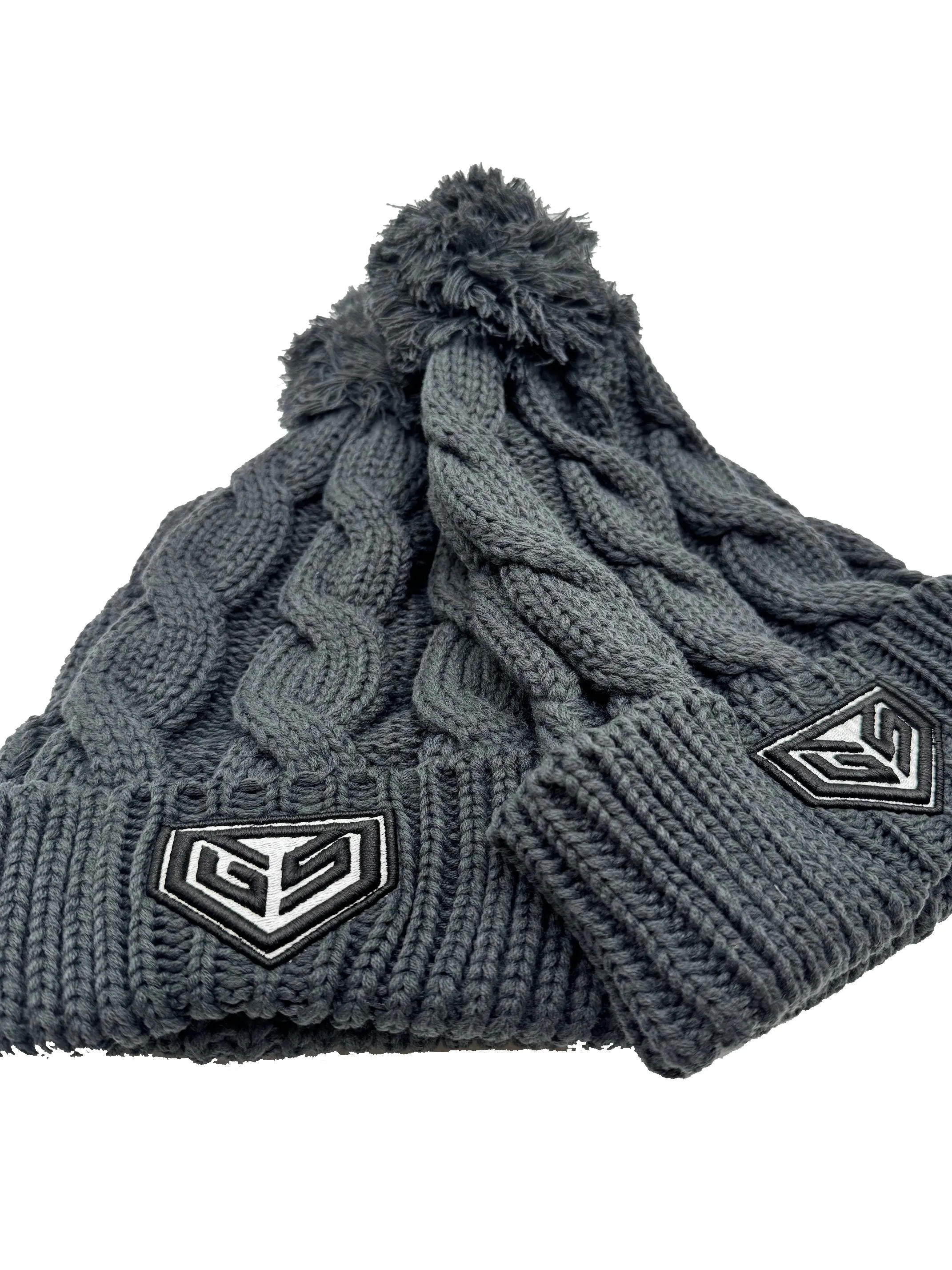 GS Crest Chunky Pom Pom Beanie - Charcoal