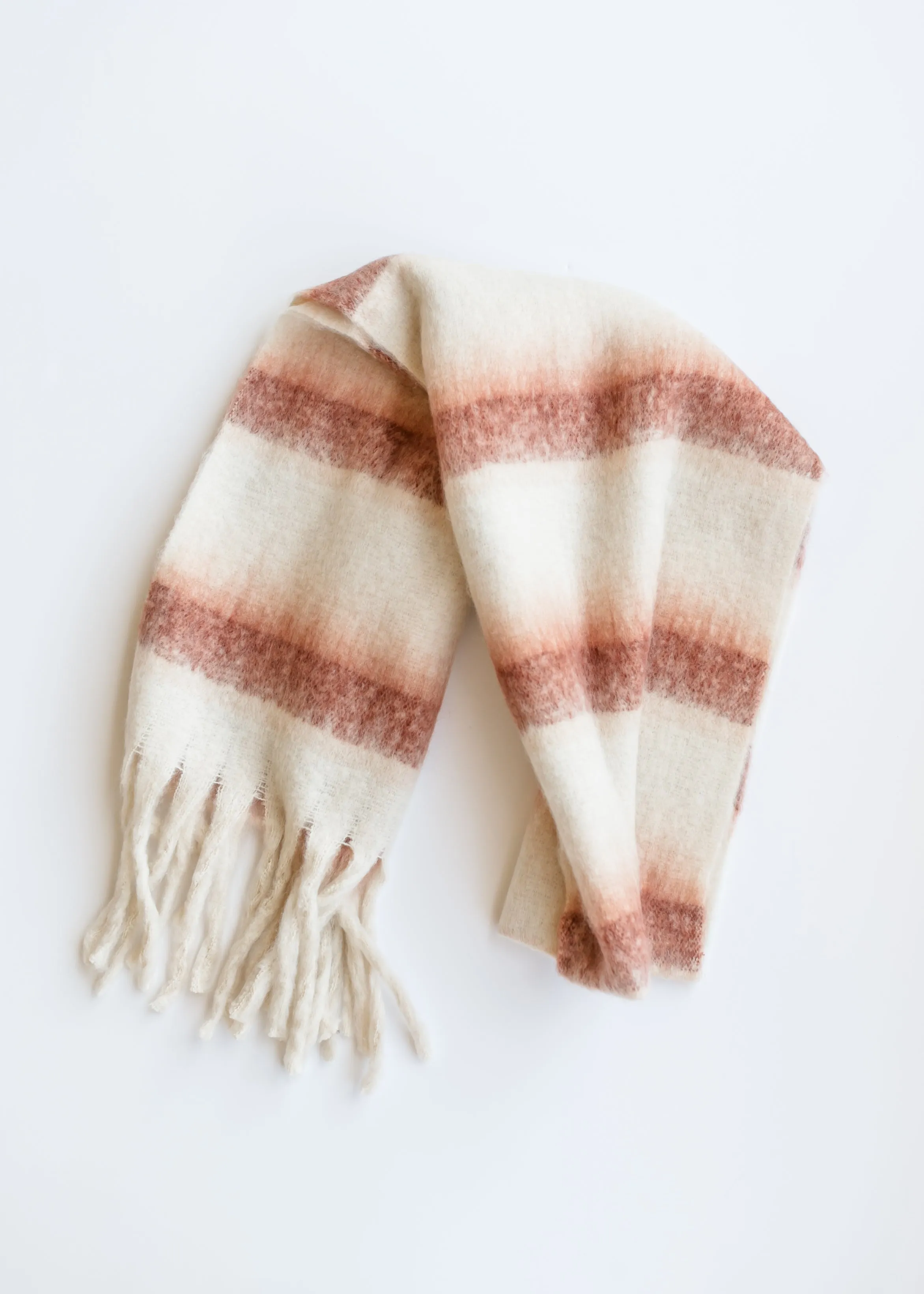 Ivory Striped Chunky Scarf