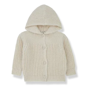 jacket chunky knit with hat - ecru