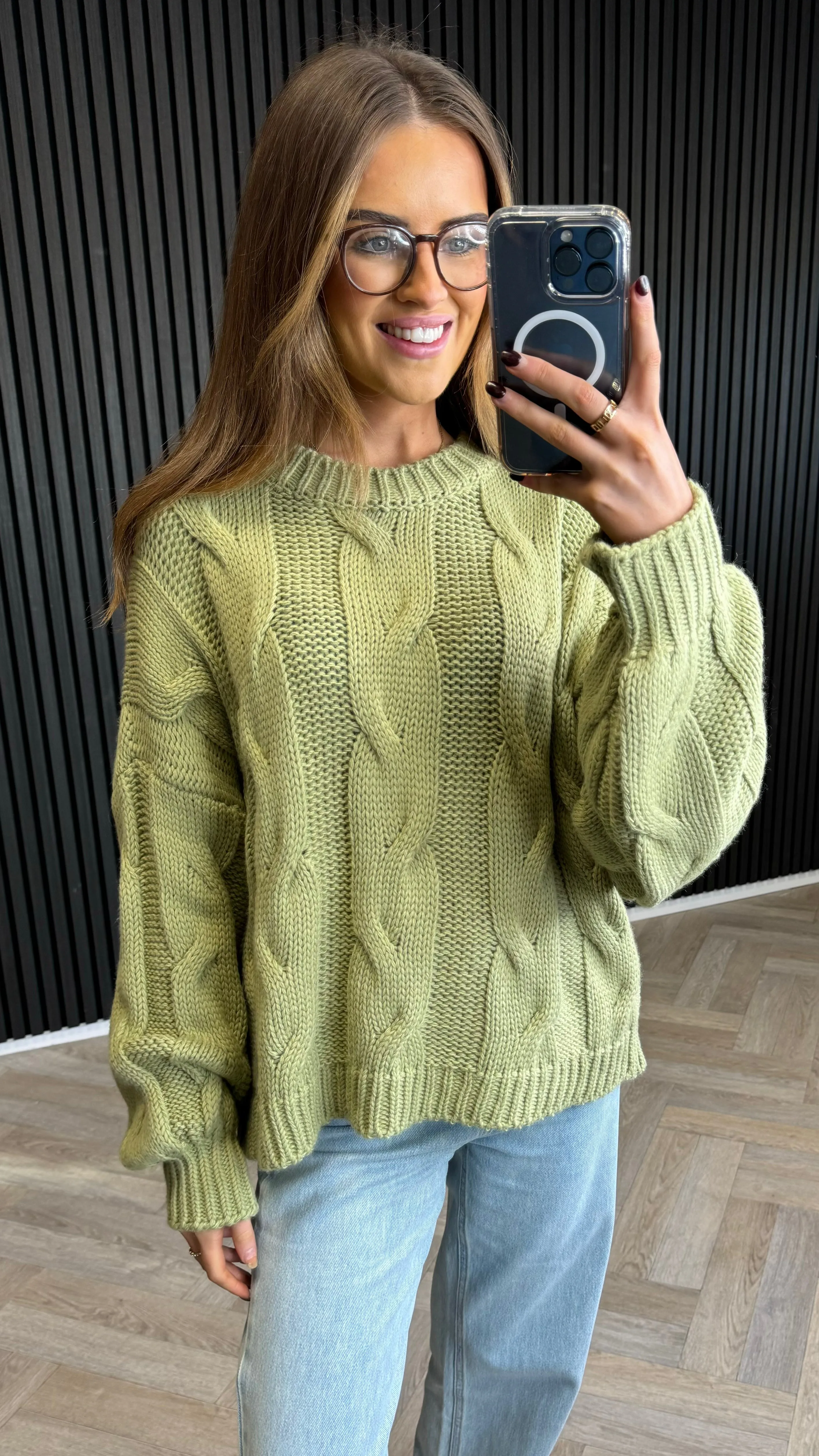 Jinnie Green Chunky Cable Knit Sweater