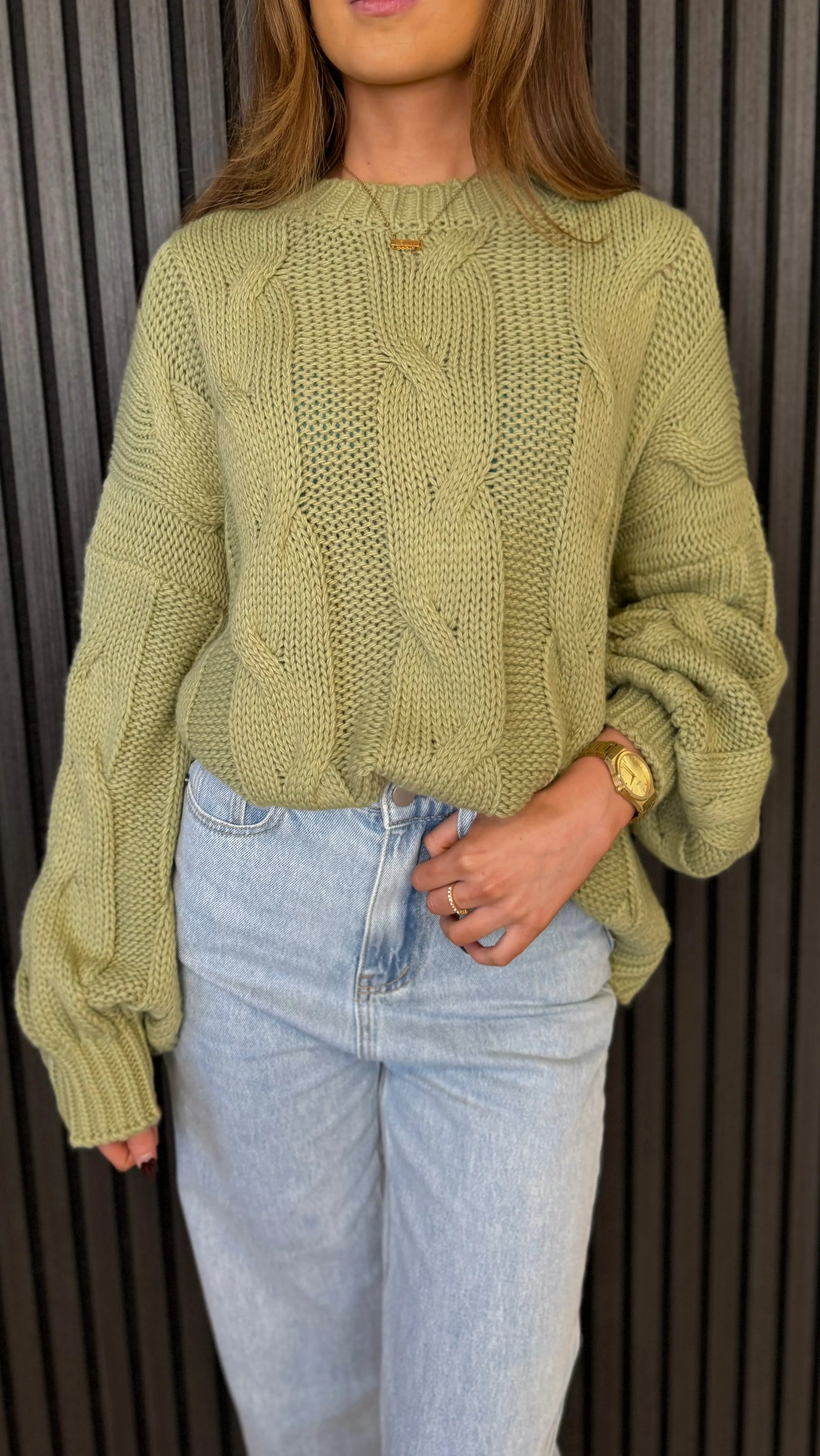 Jinnie Green Chunky Cable Knit Sweater