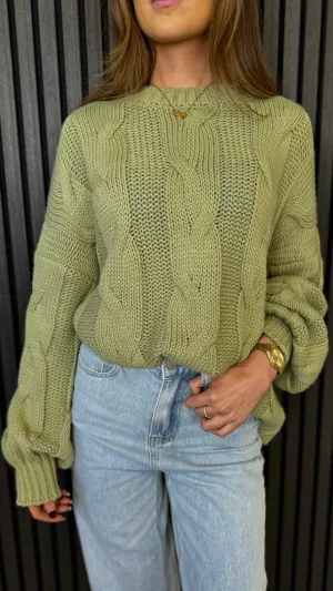 Jinnie Green Chunky Cable Knit Sweater