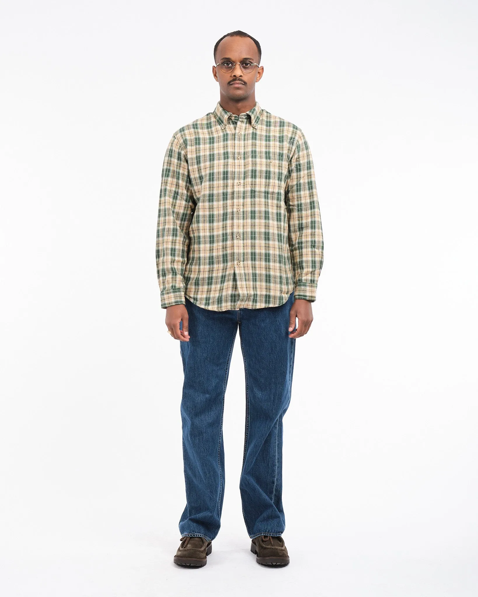 Julian Farmers Check Shirt Racing Green