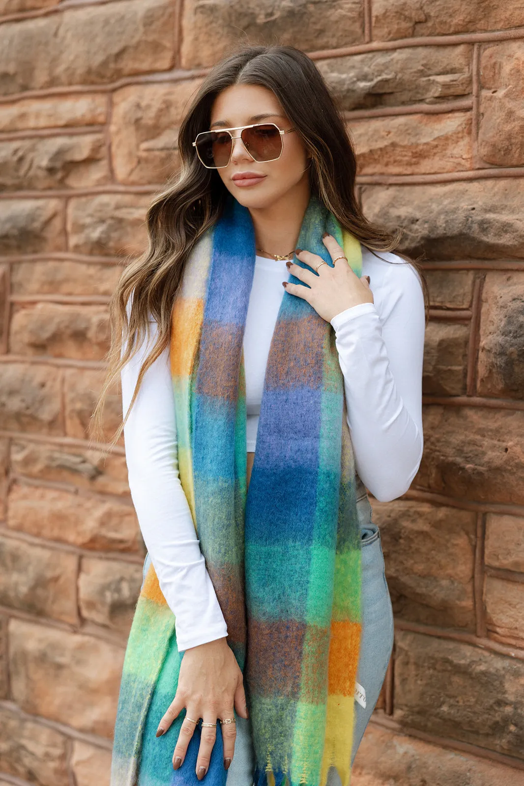 Keeping Cozy Chunky Scarf - Multi Plaid