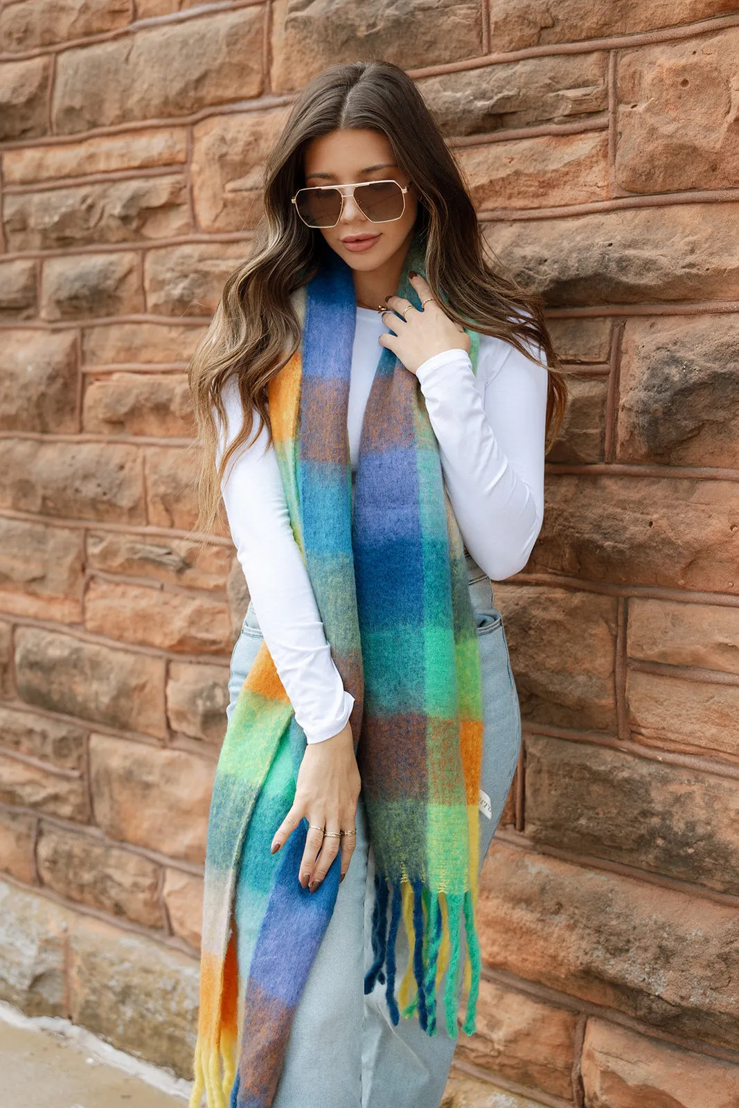 Keeping Cozy Chunky Scarf - Multi Plaid