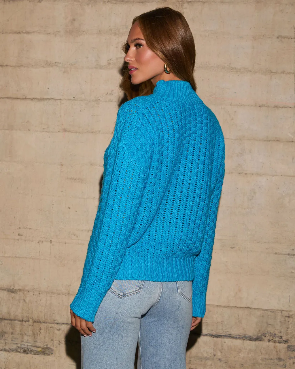 Kerri Textured Mock Neck Knit Sweater