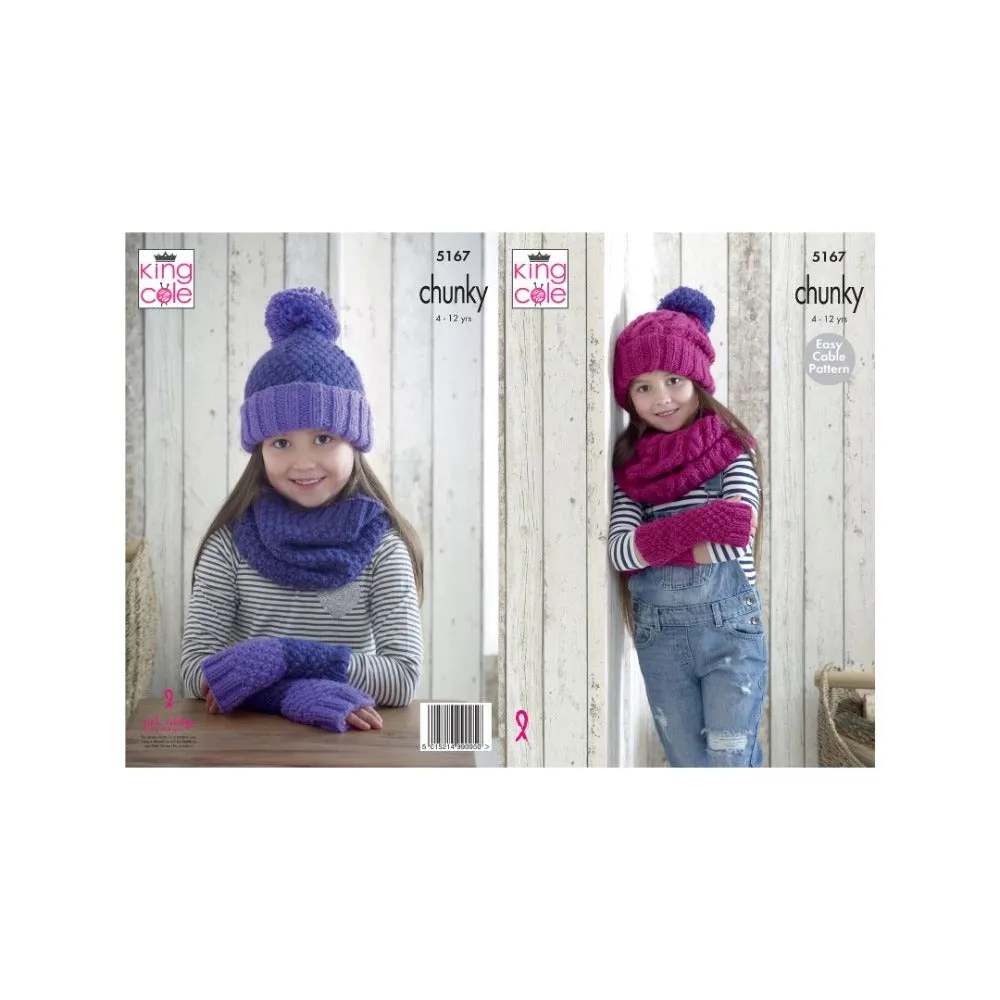 King Cole Kids Chunky Accessory Knitting Pattern 5167