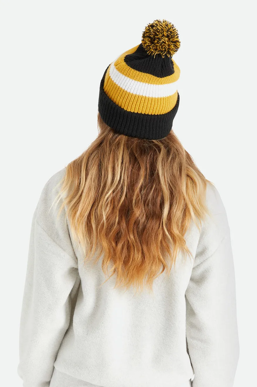 Kit Pom Beanie - Black/Off White/Bright Gold