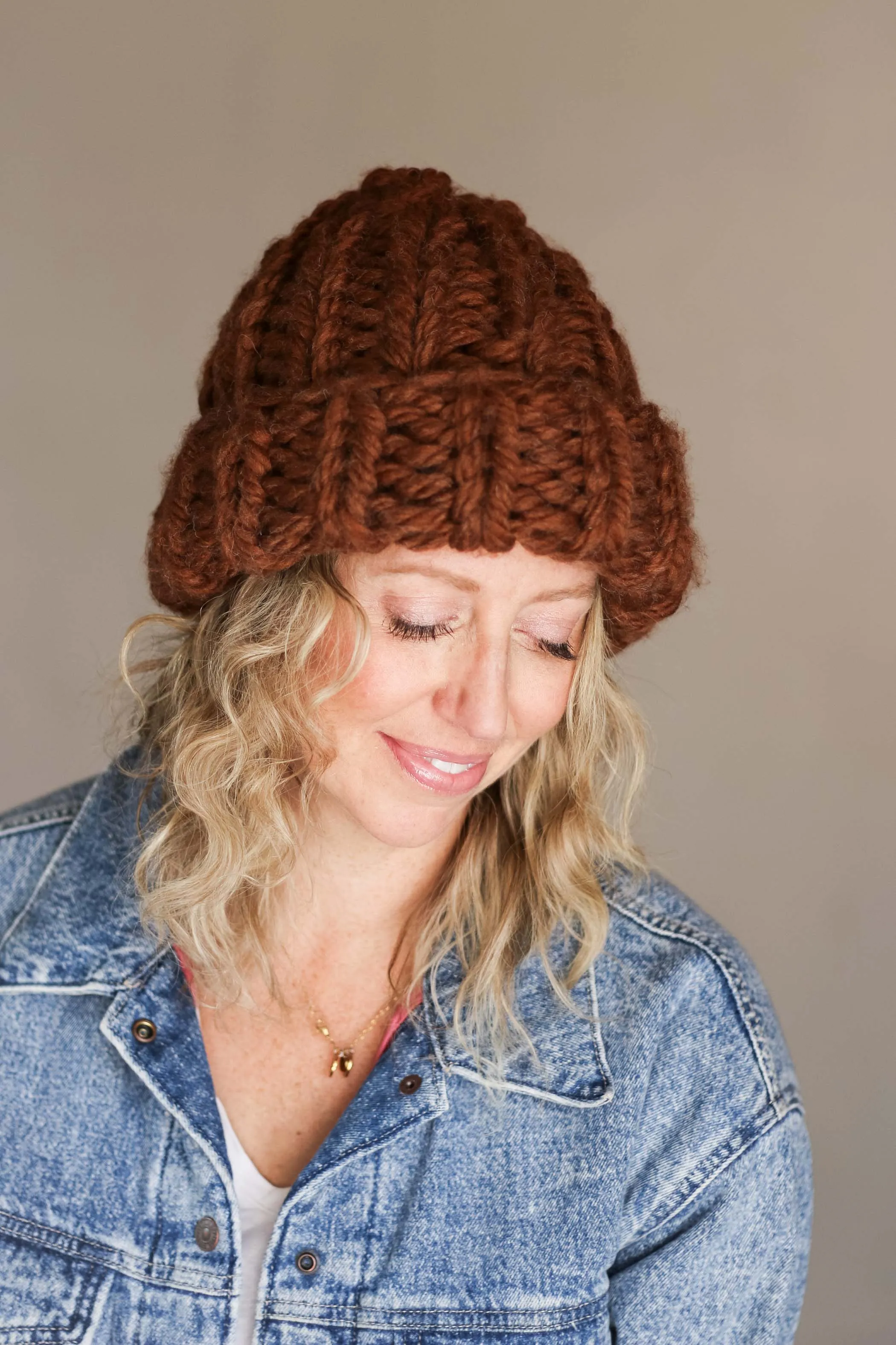 Knit Flat Chunky Hat Knitting Pattern