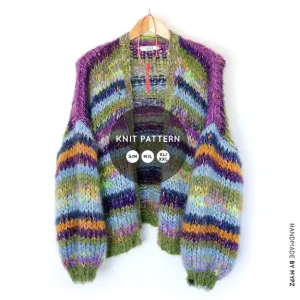 Knit pattern – MYPZ Chunky Mohair Cardigan with band along the fronts No.15 (ENG-NL)