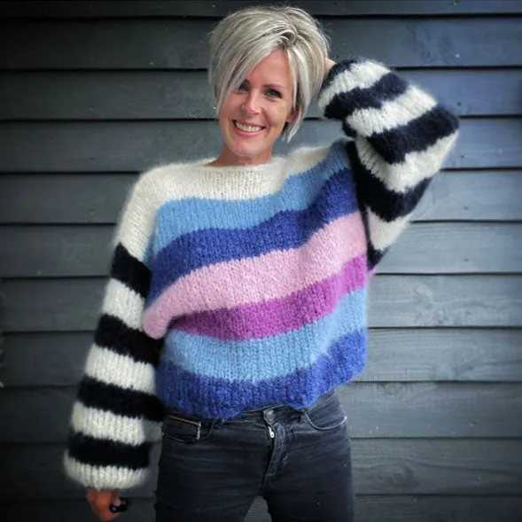 Knit pattern – MYPZ striped mohair pullover NO.9 for beginners (ENG-NL)