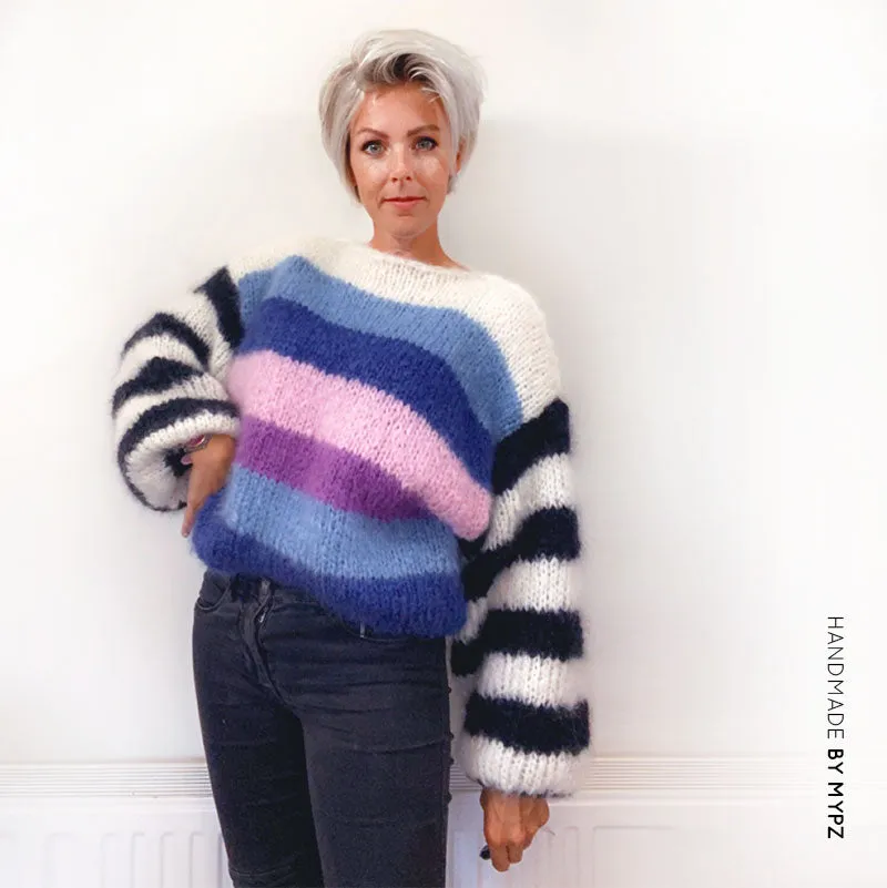 Knit pattern – MYPZ striped mohair pullover NO.9 for beginners (ENG-NL)