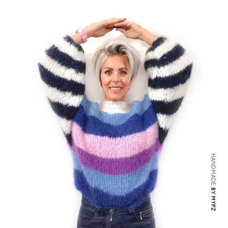 Knit pattern – MYPZ striped mohair pullover NO.9 for beginners (ENG-NL)