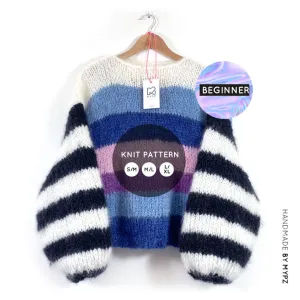 Knit pattern – MYPZ striped mohair pullover NO.9 for beginners (ENG-NL)