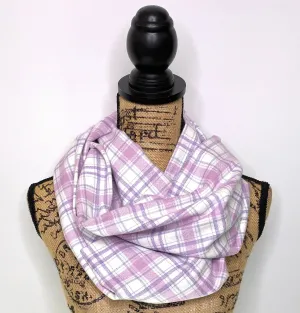 Lavender and Violet Pastels, Grey, and White Luxe Collection Plaid Infinity and Blanket Scarves