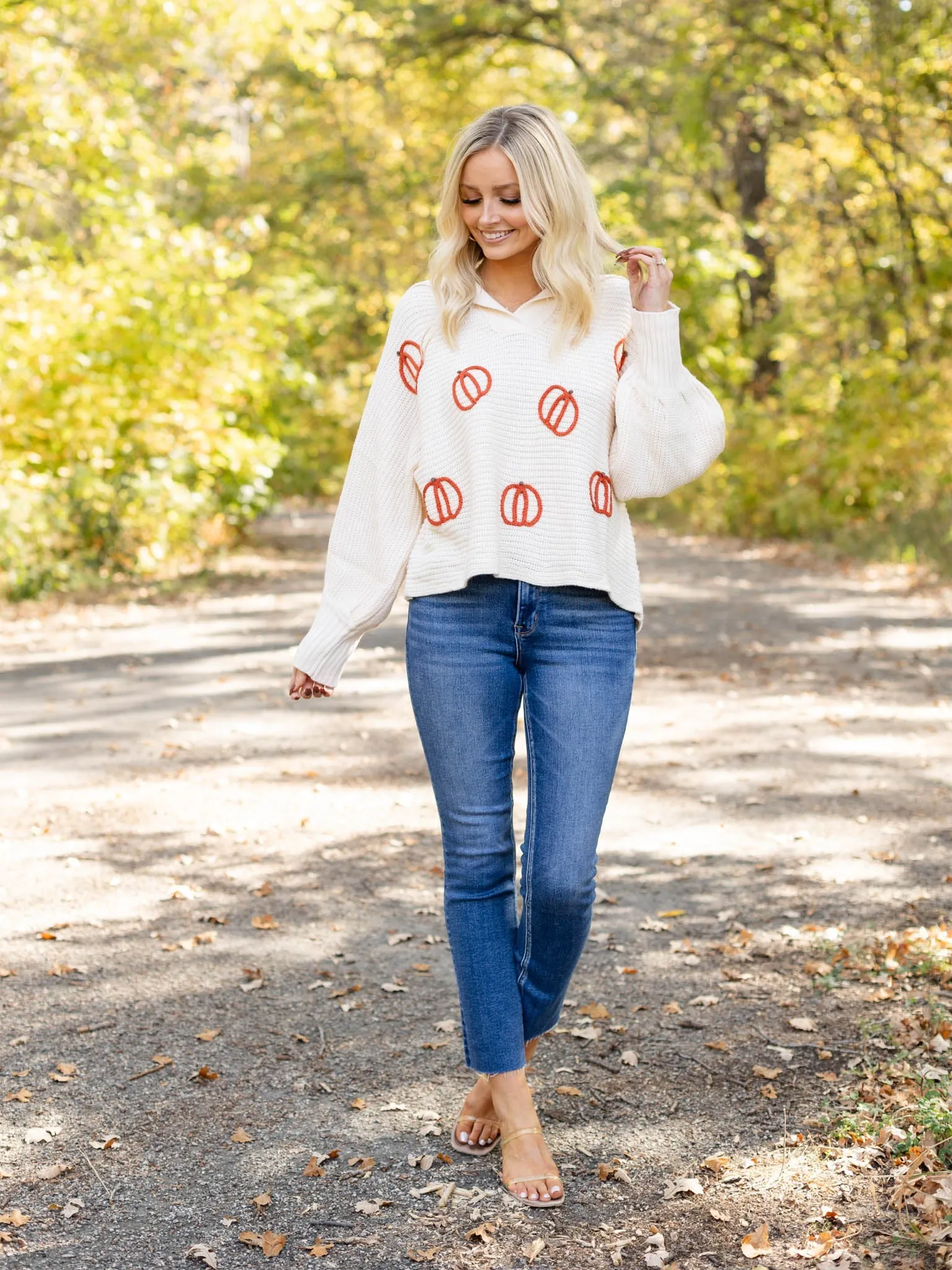 Long Sleeve Collared Pumpkin Sweater