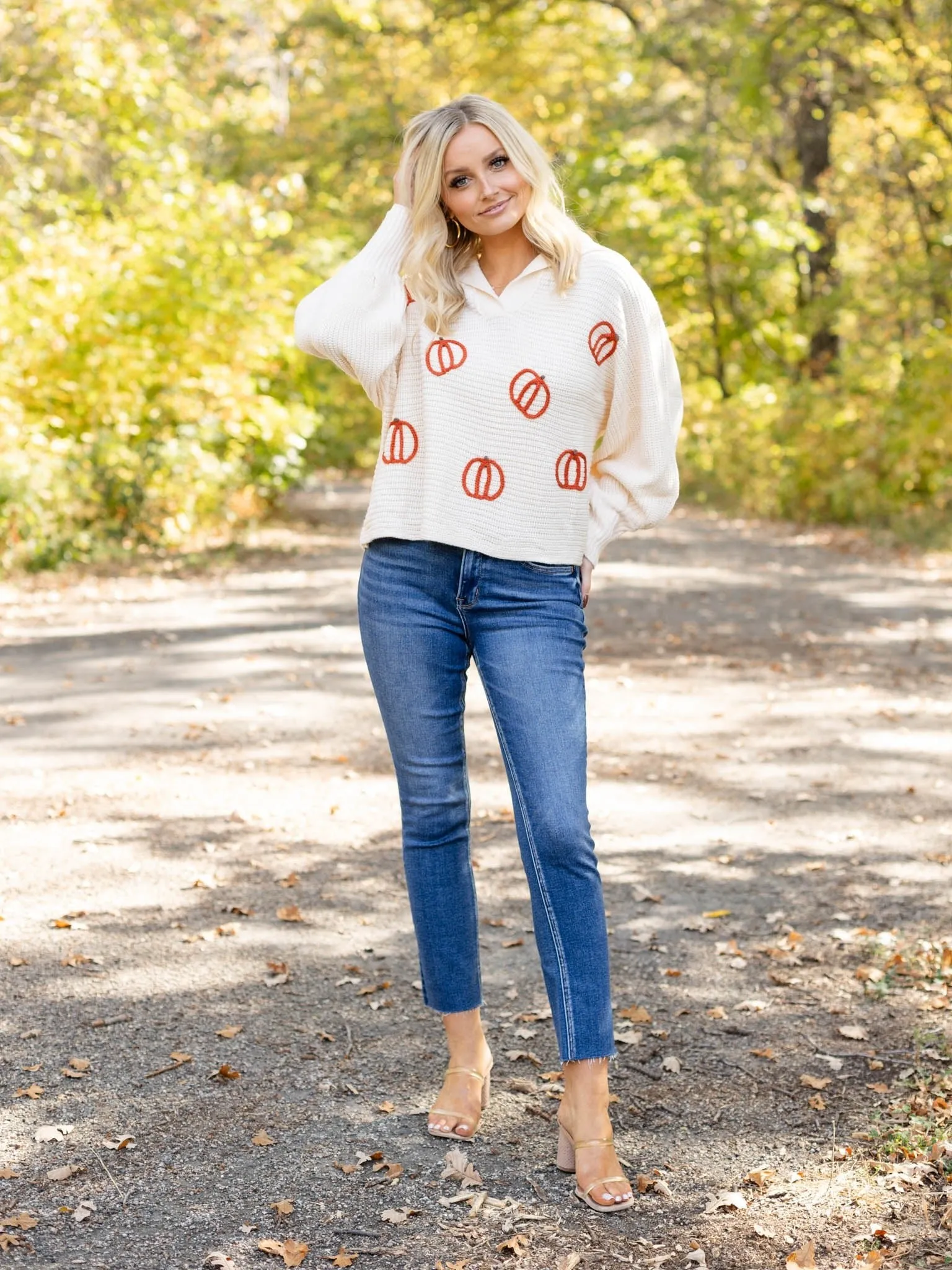 Long Sleeve Collared Pumpkin Sweater