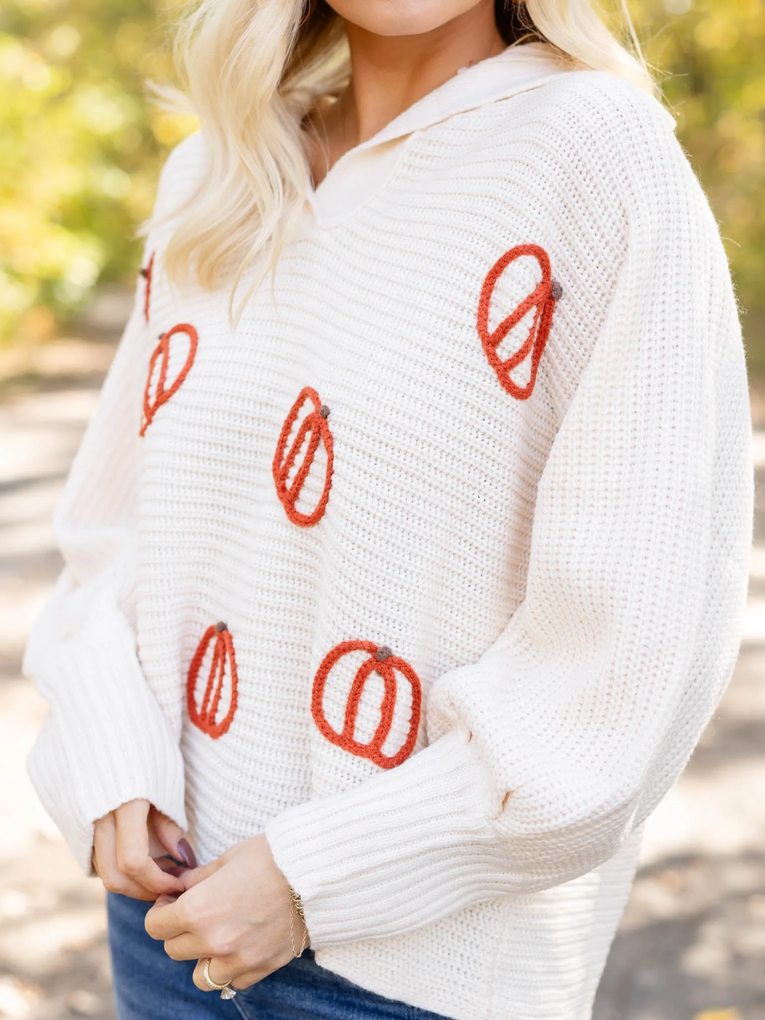 Long Sleeve Collared Pumpkin Sweater