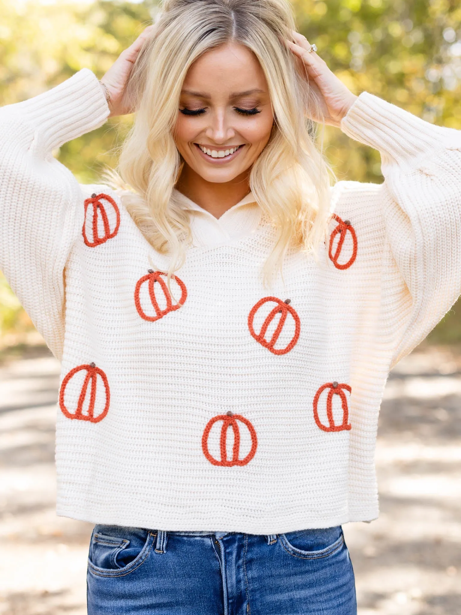 Long Sleeve Collared Pumpkin Sweater