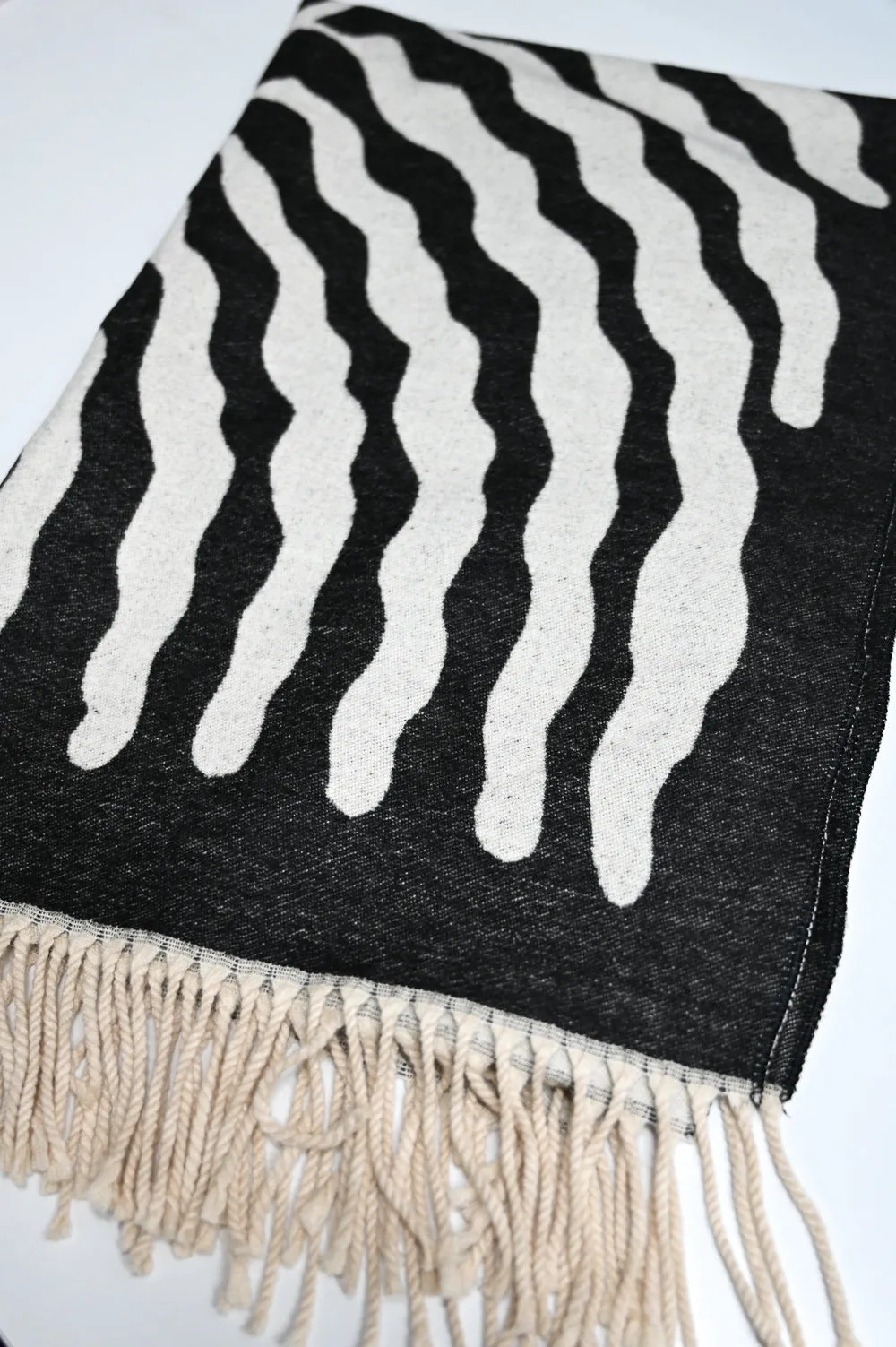 Luxurious Soft Tassel Scarf - Black