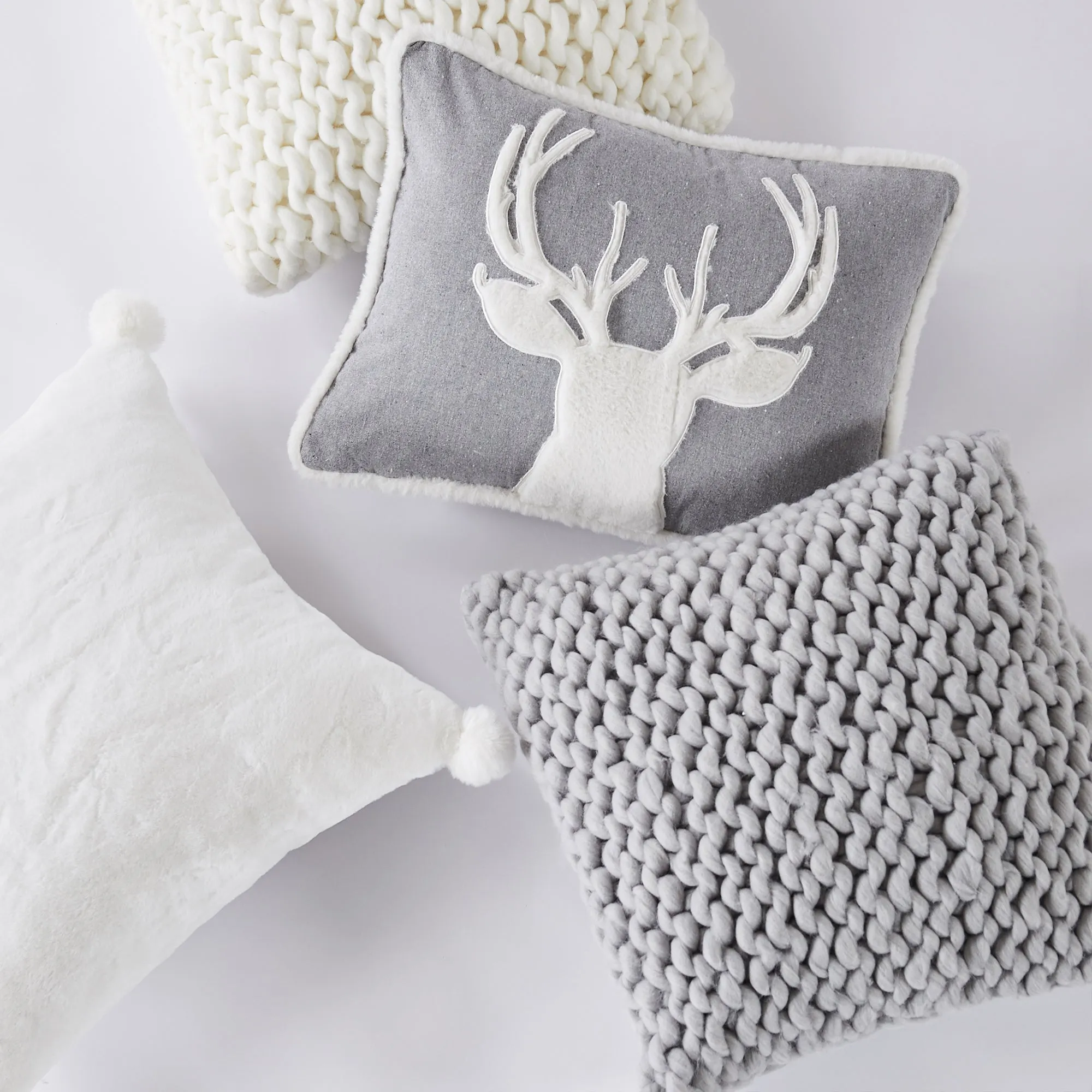 Macallister Plaid Cable Knit Grey Pillow