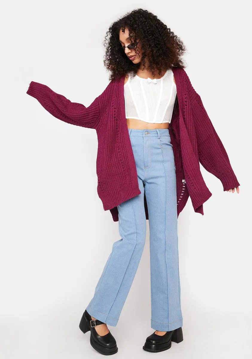 Merlot Sweet Day Knit Cardigan