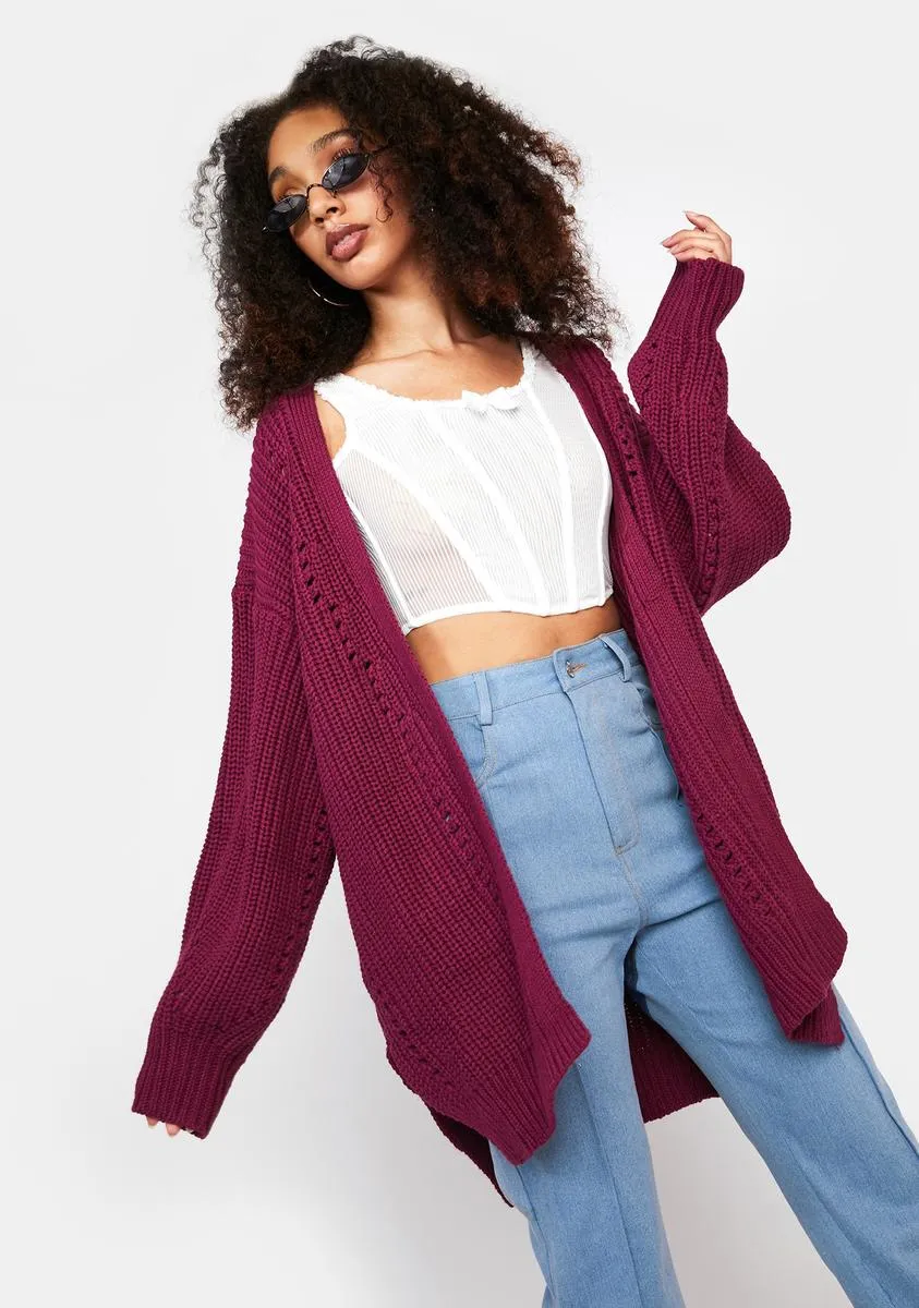 Merlot Sweet Day Knit Cardigan