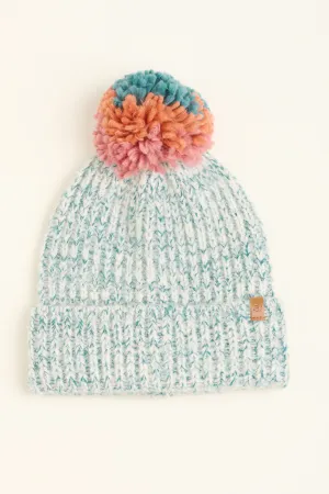 Multi Col Pom Knitted Beanie