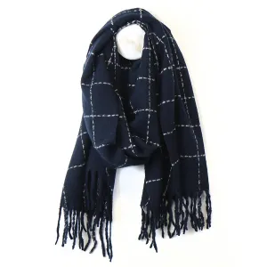 Navy Check Scarf