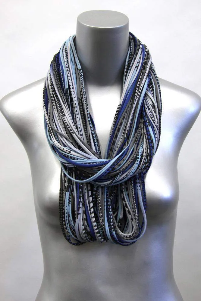 Necklush Chunky Scarf / Blue & Grey / Unisex