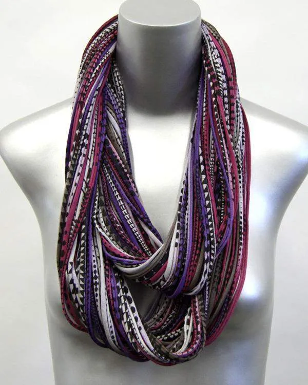 Necklush Chunky Scarf / Purple Brown & Burgundy / Unisex