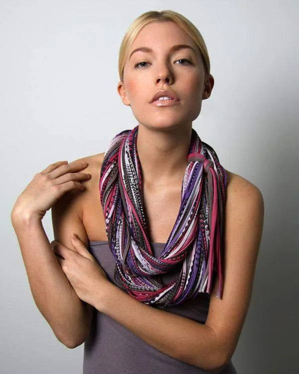 Necklush Chunky Scarf / Purple Brown & Burgundy / Unisex