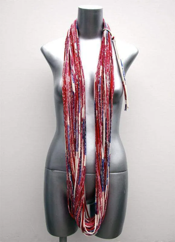 Necklush Chunky Scarf / Red Blue & Purple / Unisex