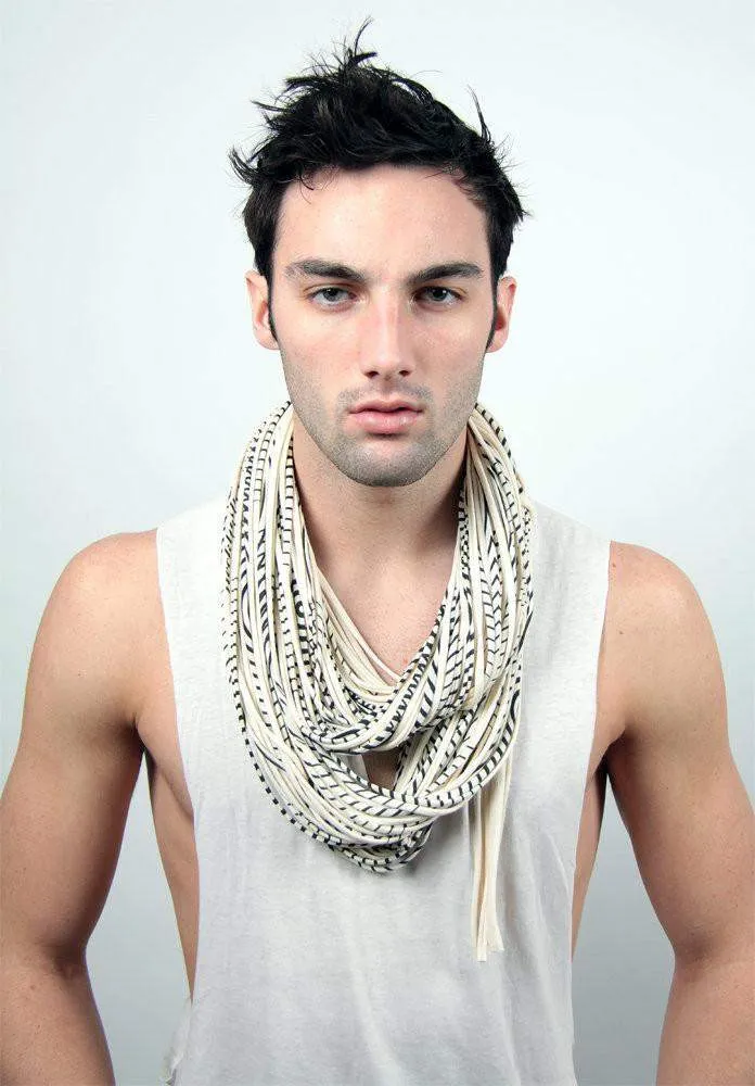 Necklush Chunky Scarf / Striped Cream White / Unisex