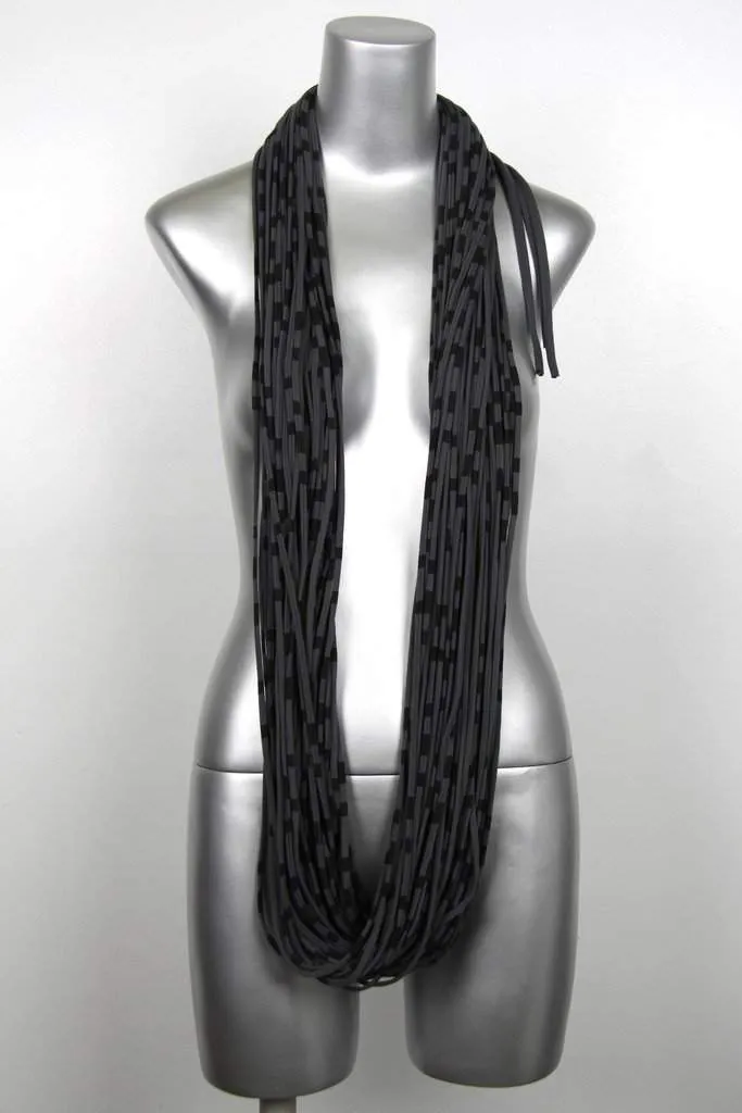 Necklush Chunky Scarf / Striped Dark Grey / Unisex