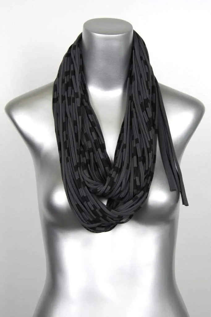 Necklush Chunky Scarf / Striped Dark Grey / Unisex