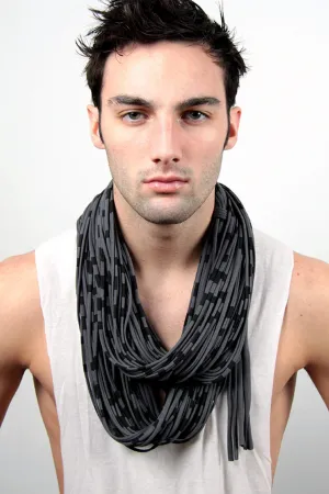 Necklush Chunky Scarf / Striped Dark Grey / Unisex