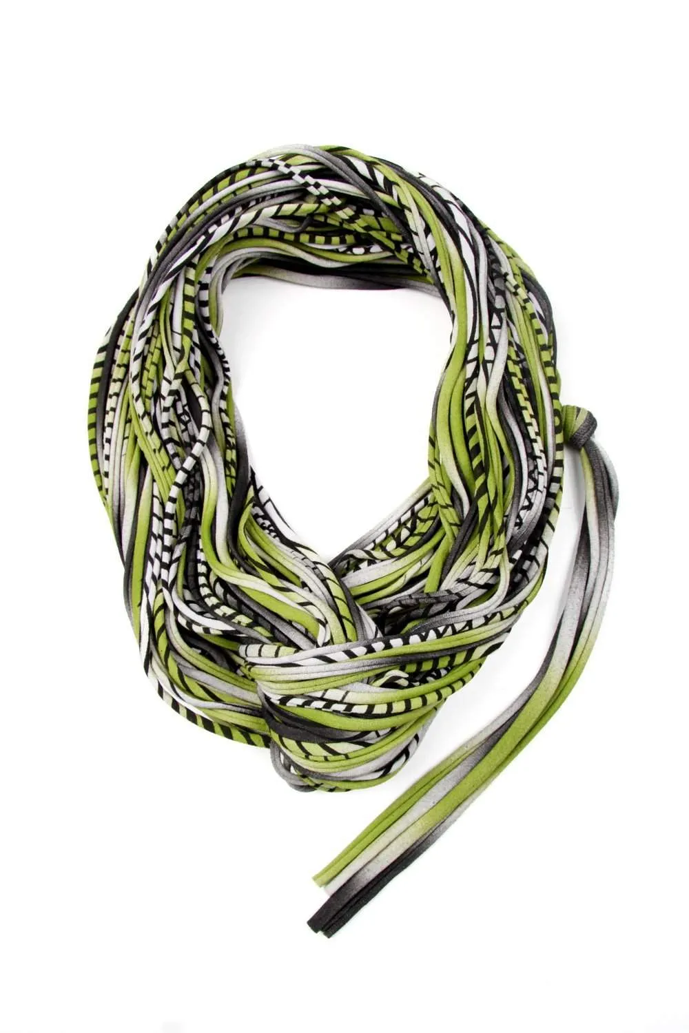 Necklush Chunky Scarf / Striped Green / Unisex