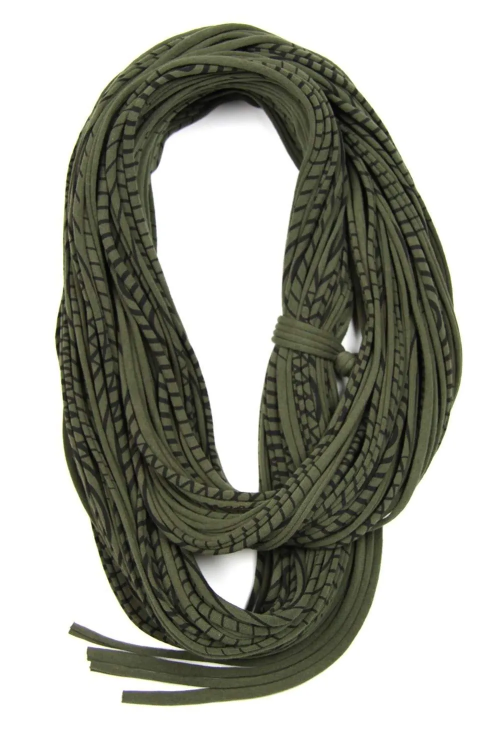 Necklush Chunky Scarf / Striped Military Green / Unisex