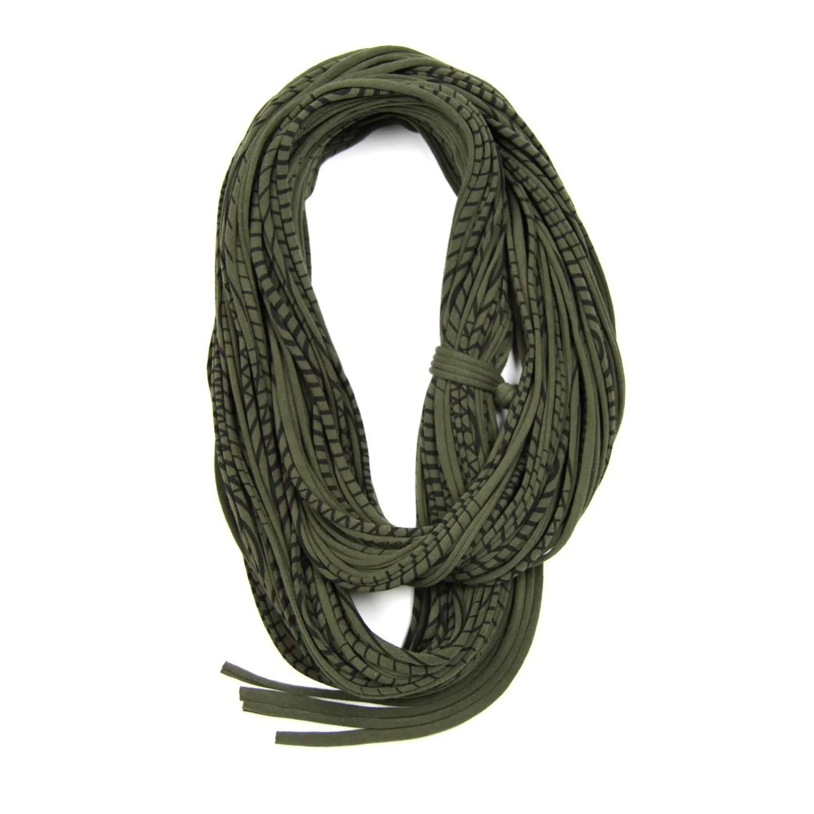 Necklush Chunky Scarf / Striped Military Green / Unisex