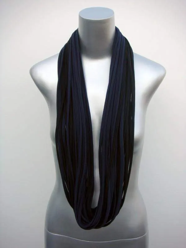 Necklush Cowl Scarf / Black & Navy Blue / Unisex